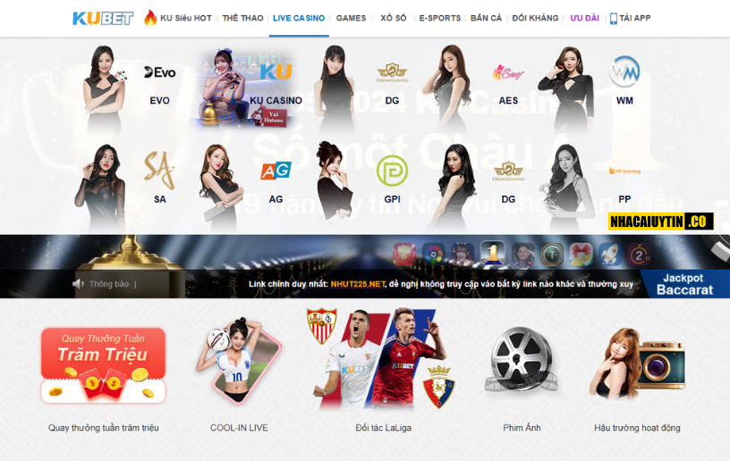 Sảnh casino online của KUBET